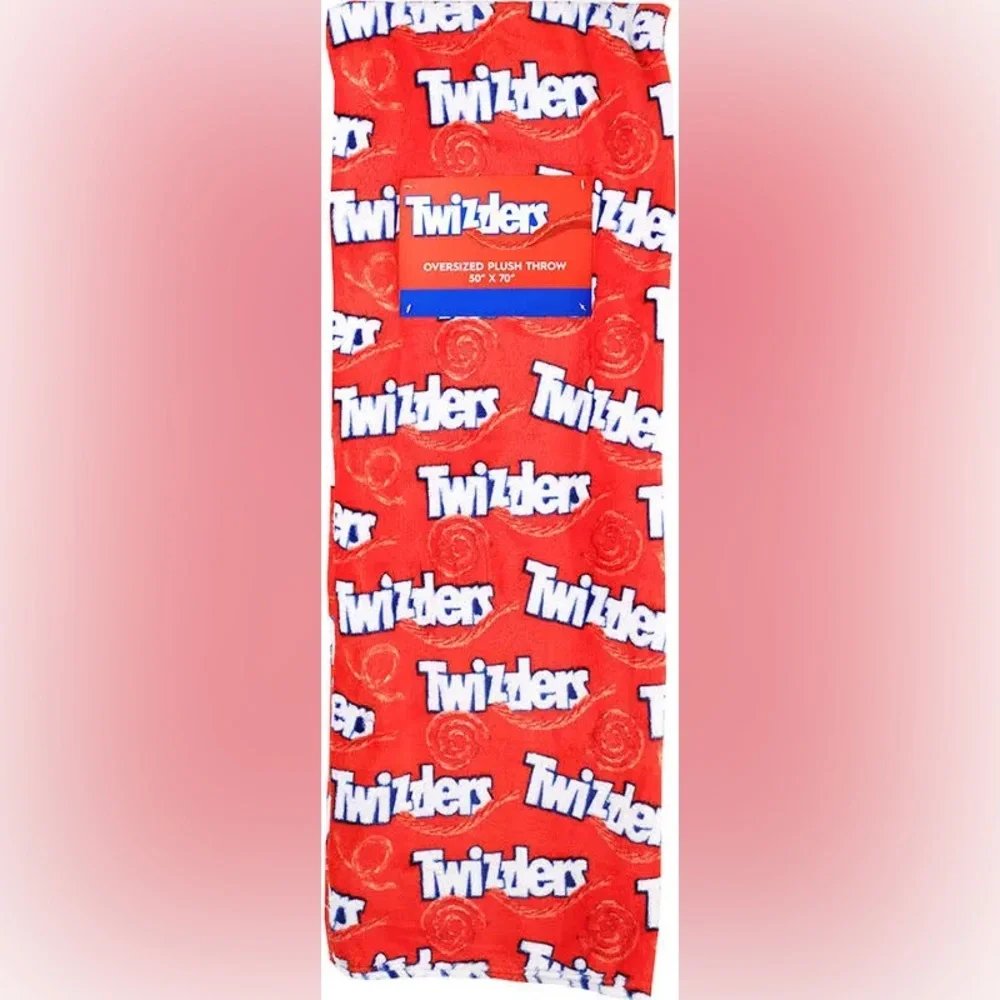 Twizzlers NWT large plush throw blanket in the iconic red and white logo 50”x60”
